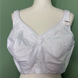 Glamorise White Full-Coverage Lace-Trim Support Bra